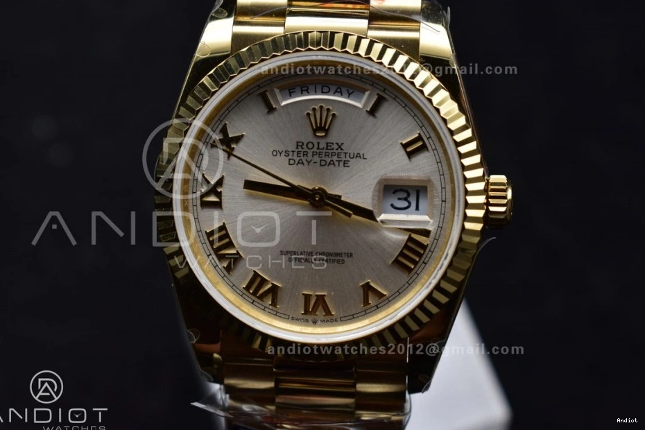 Edition Steel 36 Dial DayDate Roman Weight) with Bracelet Markers YG Best V5 President Silver vr3255 (Gain on QF 904L 0521